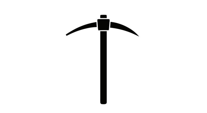 Vector illustration of pickaxe icon, mining tool silhouette on a transparent background