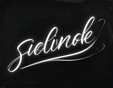 Glowing Cursive Lettering Displayed on Dark Textured Background