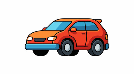 Obraz premium A cartoon-style illustration of an orange hatchback car