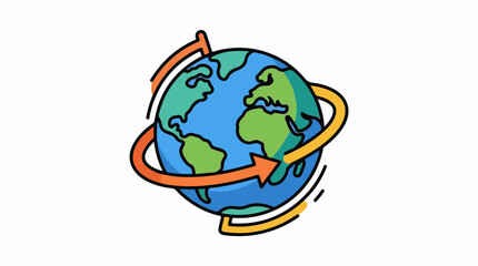 Fototapeta premium A cartoon globe with arrows circling around it