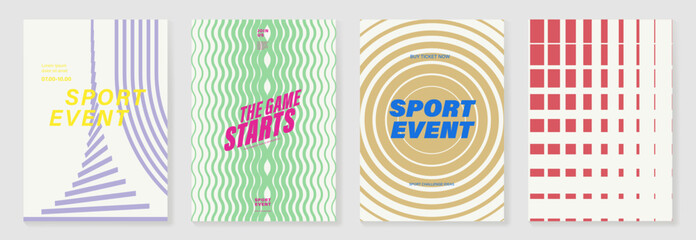 Obraz premium Running poster vector template set with bold geometric sport event layouts, 5k charity race flyer and retro athletic cover design