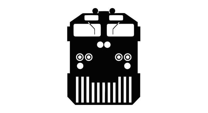 Vector illustration of front view of a diesel locomotive train engine icon on a transparent background