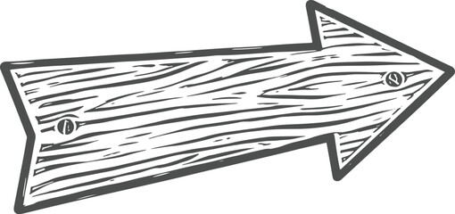 Wooden Arrow Direction Sign Vintage Engraving Illustration – Rustic Pointer Board Black and White Sketch Art © Sharif54