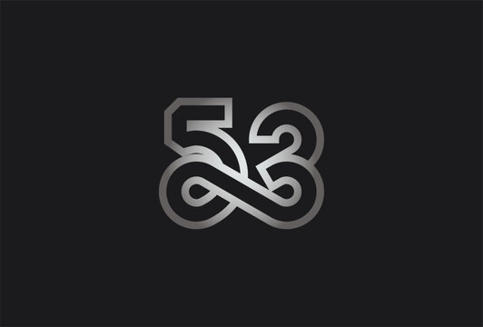 Number 53 Logo, Number 53 with infinity icon combination in line style, flat design logo template , vector illustration