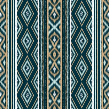 Hand-drawn Seamless Luxurious Ethnic Stripe and Tribal Sumba Pattern with Intricate Diamond Borders for High-End Curtains and Apparel Textile