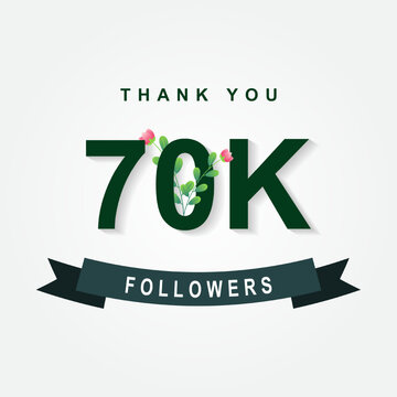 Thank you 70k followers with flowers illustration template design