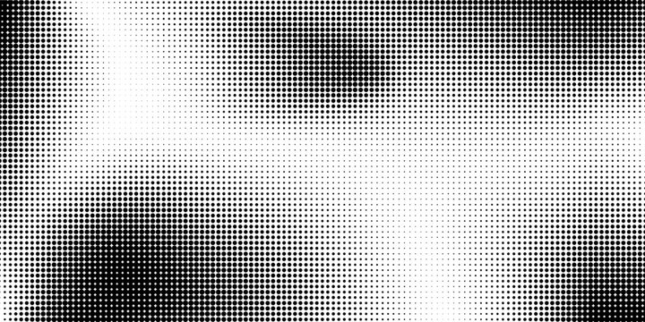 Grunge halftone gradient texture. Black dotted grain grit wallpaper. Pixel noise bitmap pattern background. Fading comic cartoon overlay. Rasterized pixelated anime or manga backdrop. Vector