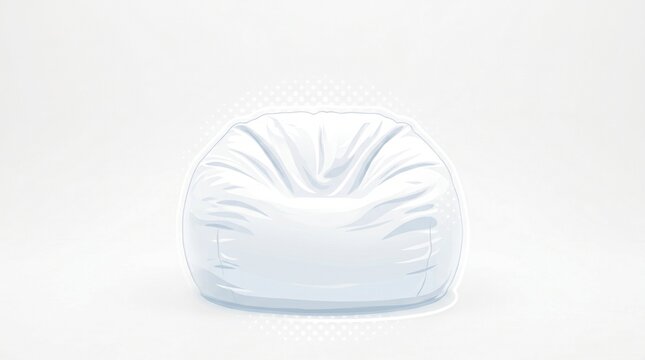 Comfortable white bean bag chair featuring a soft fabric texture and rounded ergonomic design isolated against a clean minimalist light background for modern interior living spaces or casual lounge se