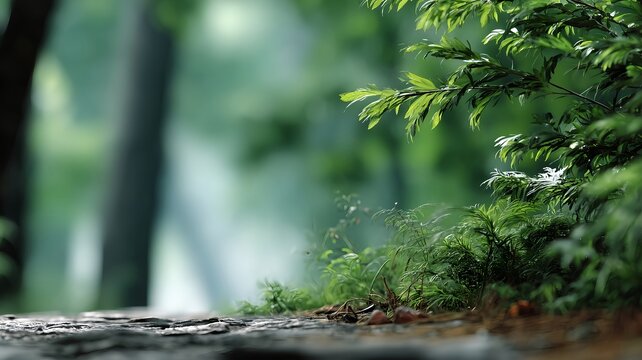 Serene natureinspired background with a softly blurred fores dedaeeadb digital illustration image graphic for professional design presentations market