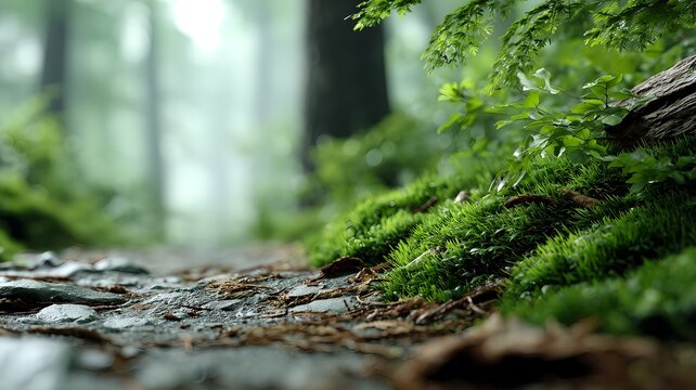 Serene natureinspired background with a softly blurred fores ecdfadca digital illustration image graphic for professional design presentations marketi