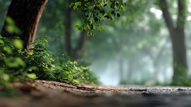 Serene natureinspired background with a softly blurred fores feaabdff digital illustration image graphic for professional design presentations marketi