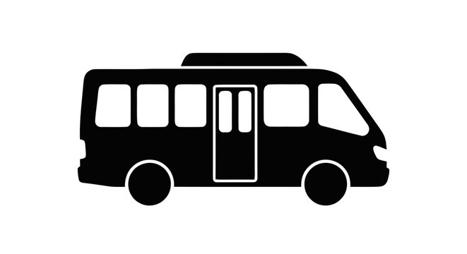Vector illustration of minibus icon on a transparent background