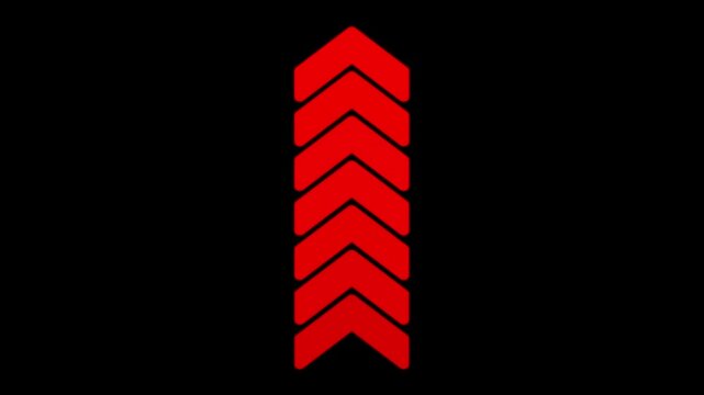 Up Directional arrow icon animation. with arrow icon direction on black background, 4k video