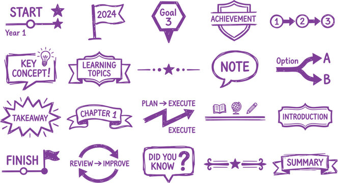 Hand Drawn Business Concepts and Learning Elements on White Background