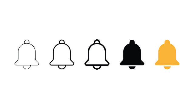 Bell icon. Notification symbol. Reminder sign. Simple pictogram for alert, alarm, notice, sound and app interface design.
