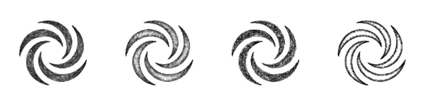 Monochrome sketch twisting logo design set