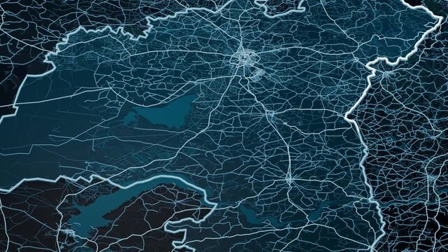 Aleppo Syria Glowing Digital Map Animation
