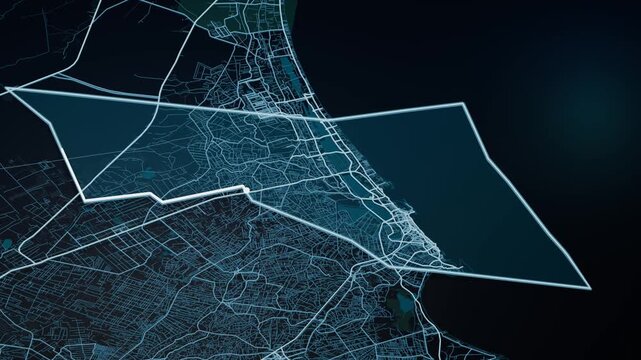 Alexandria Egypt Glowing Digital Map Animation