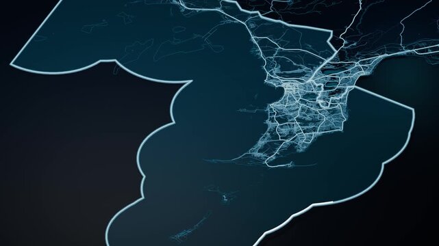 Baku Azerbaijan Glowing Digital Map Animation