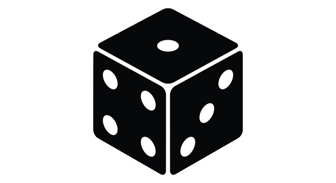 Black die silhouette on a white background isometric view