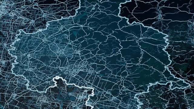 Baoding China Glowing Digital Map Animation