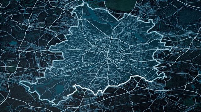 Berlin Germany Glowing Digital Map Animation
