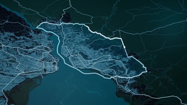 Brazzaville Republic of the Congo Glowing Digital Map Animation
