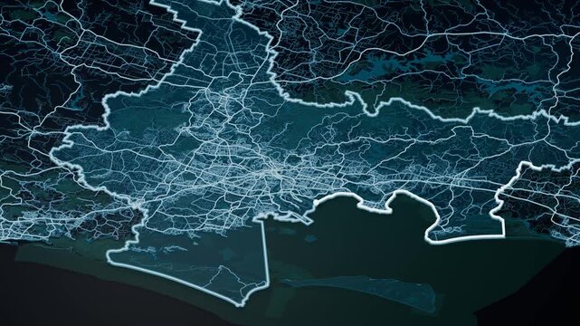 Brisbane Australia Glowing Digital Map Animation