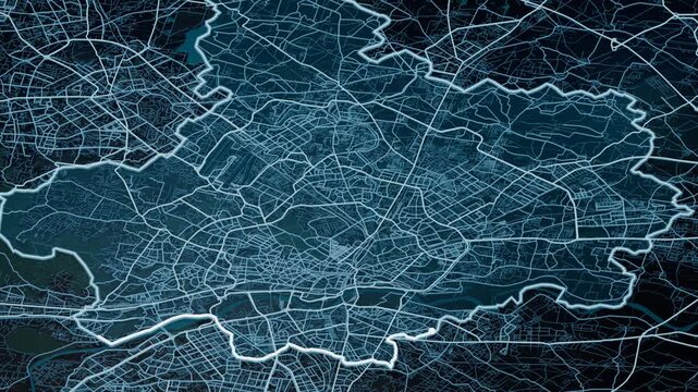 Delhi India Glowing Digital Map Animation