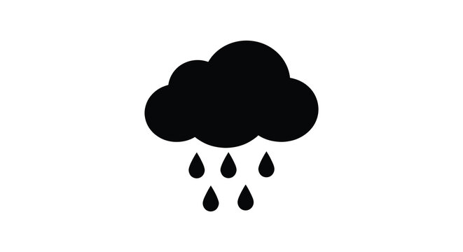 Raincloud Silhouette On White Background Minimalist Weather Icon