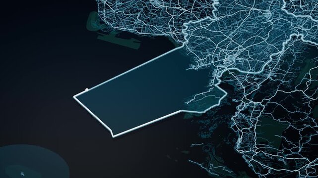 Haiphong Vietnam Glowing Digital Map Animation