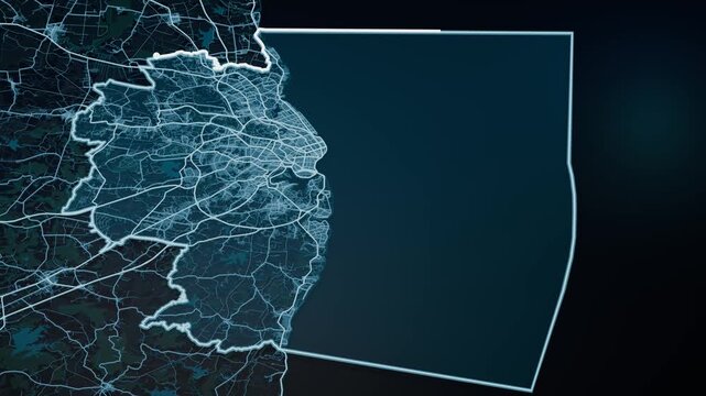 Havana Cuba Glowing Digital Map Animation