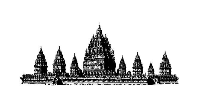 Prambanan Temple Silhouette Vector Illustration