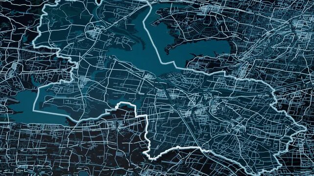 Huai an China Glowing Digital Map Animation