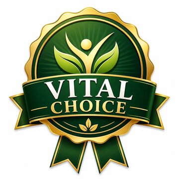 Vital choice premium quality green and gold emblem label