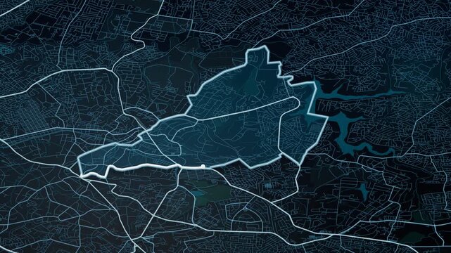 Ibadan Nigeria Glowing Digital Map Animation