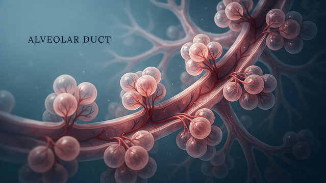 Human respiratory system anatomy alveolar duct and sacs in lungs for medical education and healthcare