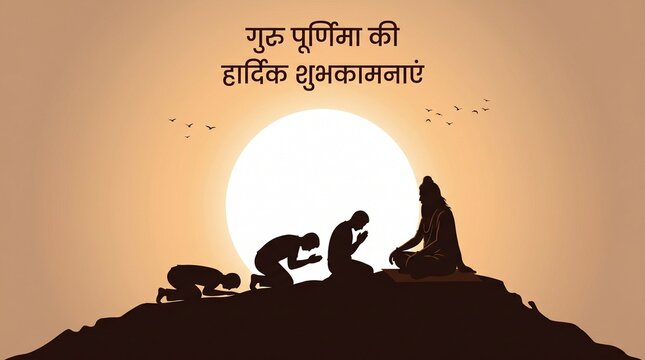 Happy Guru Purnima with Hindi Typography Creative vector Indian festival template