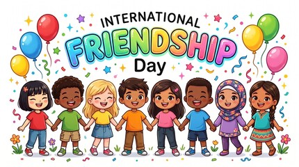 Fototapeta premium International friendship day celebrations with diverse group of friends