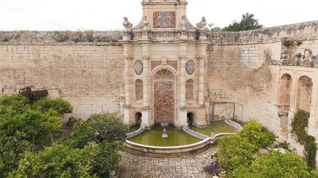 Villa Bologna Gardens and Stone Fountain in Attard Malta