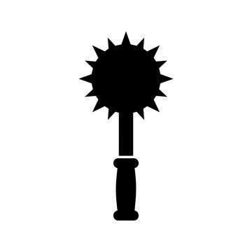 Medieval flail weapon silhouette icon with medieval silhouette historical