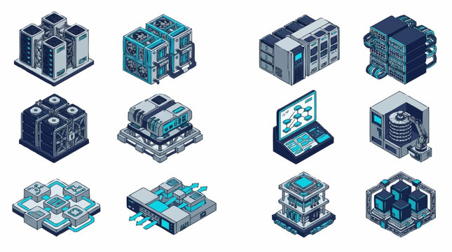 Isometric Technology Data Center Buildings Collection.