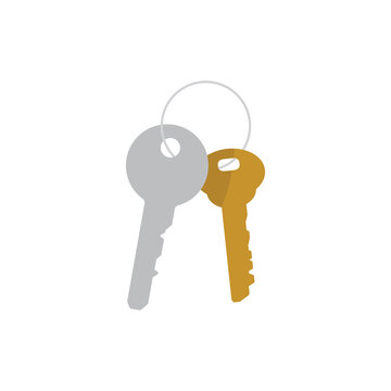 Two keys hanging on a ring. Abstract, minimalist security concept representing access, privacy, or ownership. Floating object with a smooth surface.