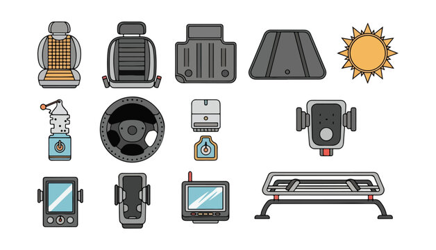 Car accessories icons