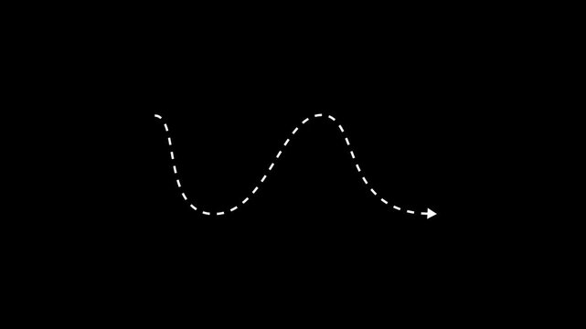 Abstract zigzag arrow pointing concept animation on transparent background with glow effect. 4k.