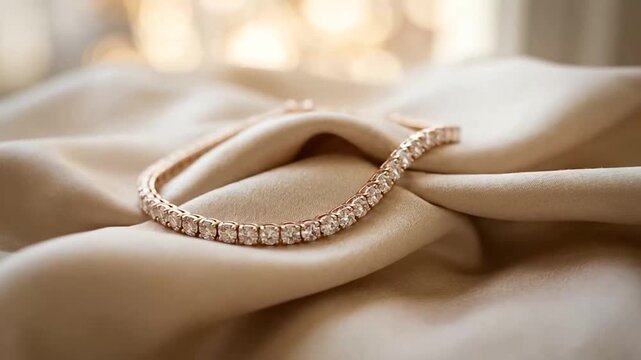 Elegant diamond necklace displayed on silky fabric for luxurious jewelry presentation