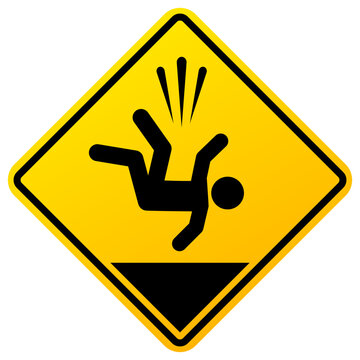 Falling from height vector hazard sign
