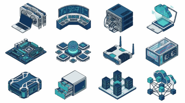 Isometric Technology Icons Collection for Digital Design.