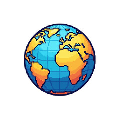 Obraz premium Colorful digital illustration of Earth depicting continents with vibrant shading and defined borders emphasizing global