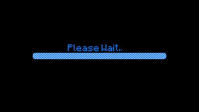 Please wait loading bar progress animation in blue interface software computer